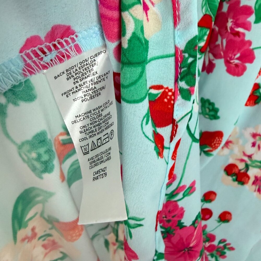 Ann Taylor Floral Strawberry Cherry Print Long Sleeve Popover Top Size Small S - Picture 8 of 11